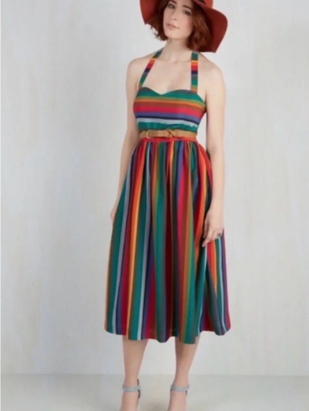 ModCloth My Zest Intentions Rainbow Sweatheart Halter Maxi Dress - M - Picture 3 of 9
